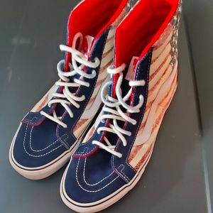 Hi Top American flag Vans skate shoes